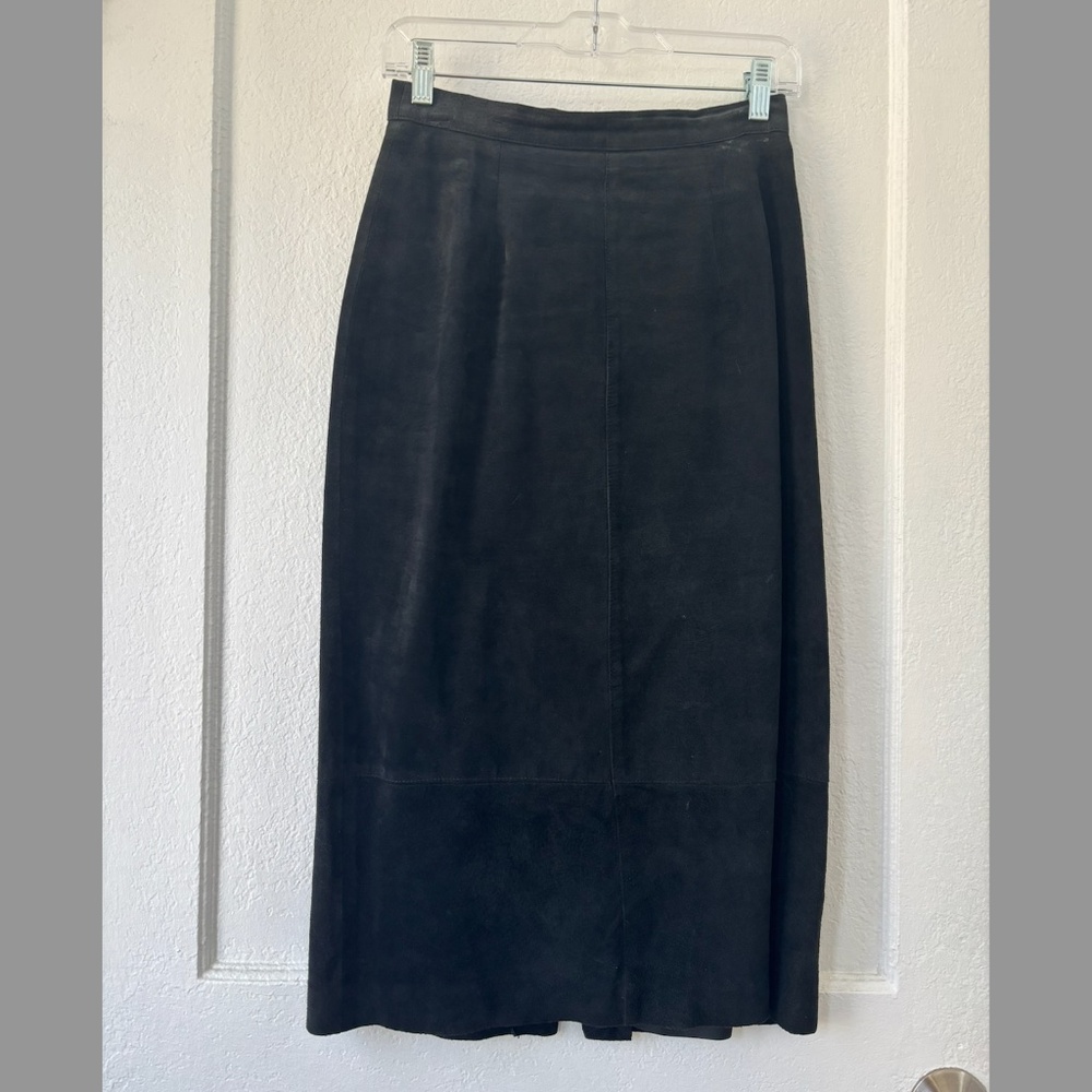 True Vintage Black Suede Pencil Skirt Size 6